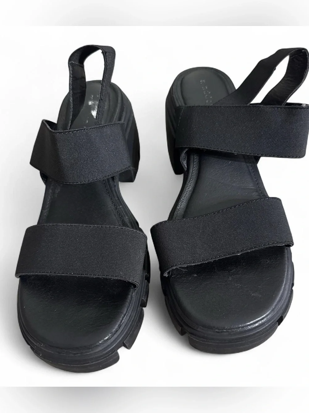 Madden Girl Black Chunky Platform Slingback Sandals - Women